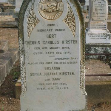 KIRSTEN Theunis Carolus 1849-1914 &amp; Susanna Sophia Johanna SADIE 1856-1917