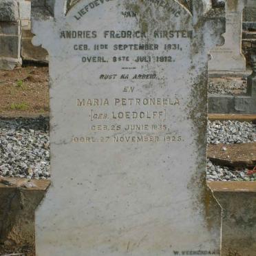 KIRSTEN Andries Fredrick 1831-1912 &amp; Maria Petronella LOEDOLFF 1835-1925