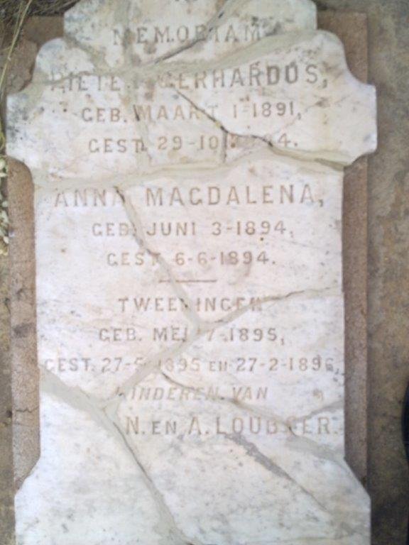 LOUBSER Pieter Gerhardus 1891-1894 :: LOUBSER Anna Magdalena 1894-1894 :: LOUBSER 1895-1895 :: LOUBSER 1895-1896