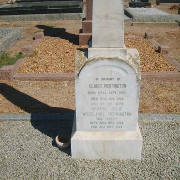 MERRINGTON Claude 1882-1930 &amp; Martha Julie Wilhelmine HIRZEL 1889-1973