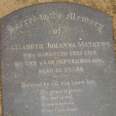 MATHEWS Elizabeth Johanna -1881