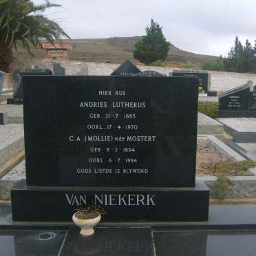 NIEKERK Andries Lutherus, van 1885-1970 &amp; C.A. MOSTERT 1894-1994