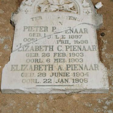 PIENAAR Pieter P. 1897-1898 :: PIENAAR Elizabeth C. 1903-1903 :: PIENAAR Elizabeth A. 1904-1905