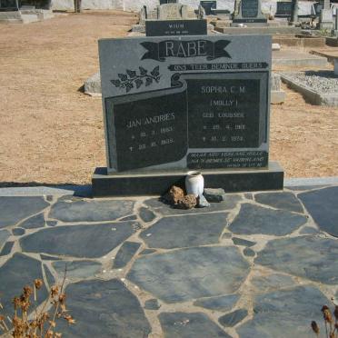 RABE Jan Andries 1893-1938 &amp; Sophia C.M. LOUBSER 1901-1974