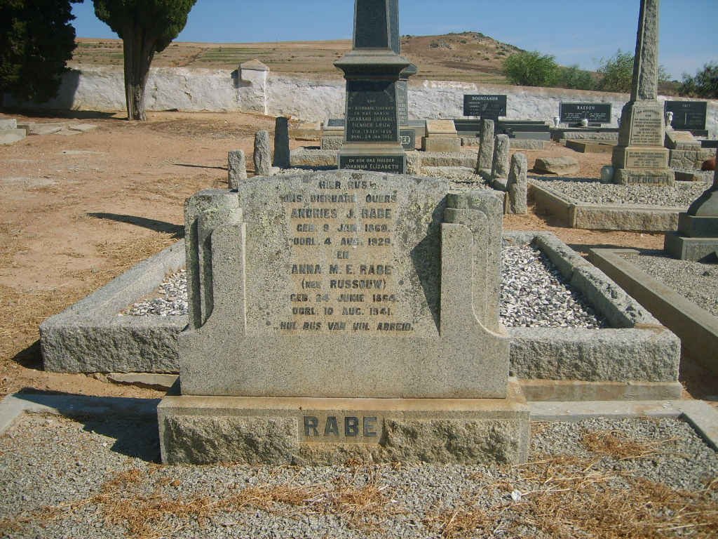 RABE Andries J. 18??-1929 & Anna M.E. RUSSOUW 18??-1941