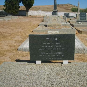 WIUM Francis W. 1850-1928 &amp; Jacoba COETZEE 1856-1938