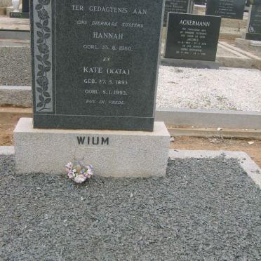 WIUM Hannah -1960 :: WIUM Kate 1893-1993