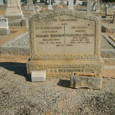 WESTHUIZEN Johannes Hermanus, v.d. 1868-1940 &amp; Hillegonda Johanna CLOETE 1877-1953