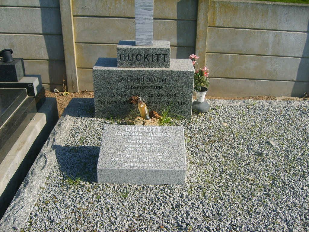DUCKITT Wilferd 1927-1998 & Johanna Fredrika DE JONGH 1934-2006