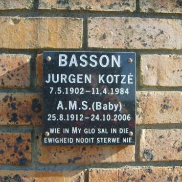 BASSON Jurgen Kotze 1902-1984 &amp; A.M.S. 1912-2006