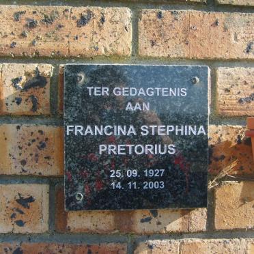 PRETORIUS Francina Stephina 1927-2003