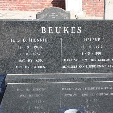 BEUKES H.B.D. 1905-1987 &amp; Helene 1912-1991