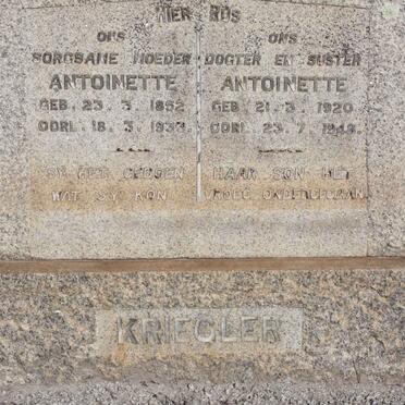 KRIEGLER Antoinette 1852-1933 :: KRIEGLER Antoinette 1920-1948