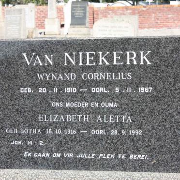 NIEKERK Wynand Cornelius, van  1910-1967 &amp; Elizabeth Aletta BOTHA 1916-1992