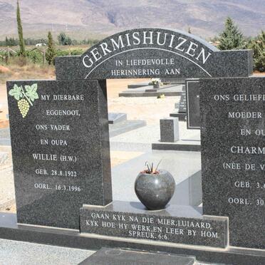 GERMISHUIZEN H.W. 1922-1996 &amp; Charmaine DE VILLIERS 1930-1996