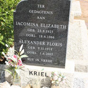 KRIEL Alexander Floris 1918-2005 &amp; Jacomina Elizabeth 1923-1966