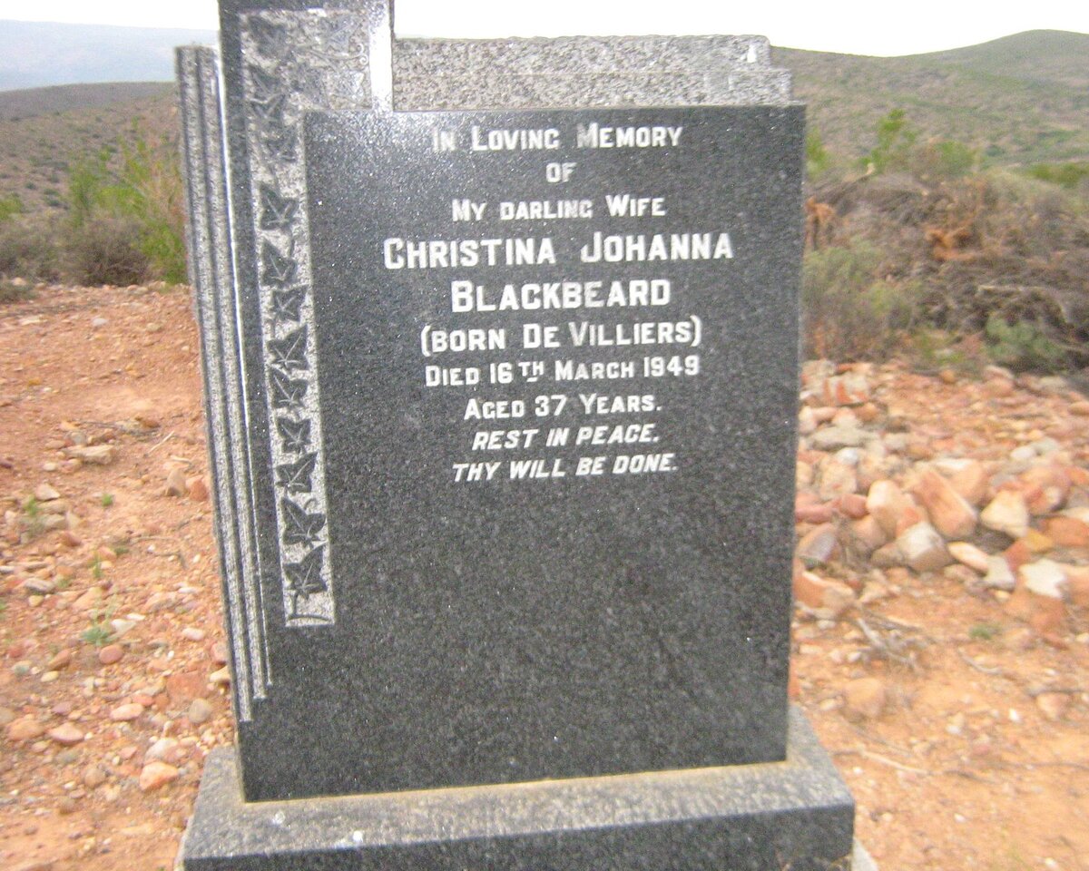 BLACKBEARD Christina Johanna nee DE VILLIERS -1949
