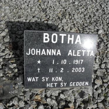 BOTHA Johanna Aletta 1917-2003