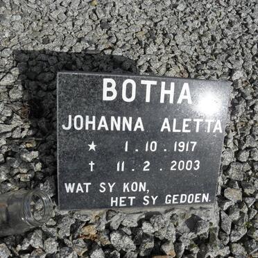 BOTHA Johanna Aletta 1917-2003