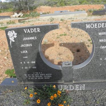 BURDEN Johannes Jacobus Lock 1916-1991 &amp; Maria Magdalena VAN NIEKERK 1922-