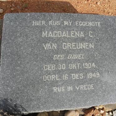 GREUNEN Magdalena C., van nee DAVEL 1904-1949