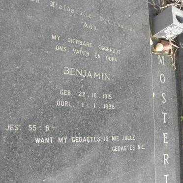 MOSTERT Benjamin 1915-1988 &amp; Anna 1921-2004 