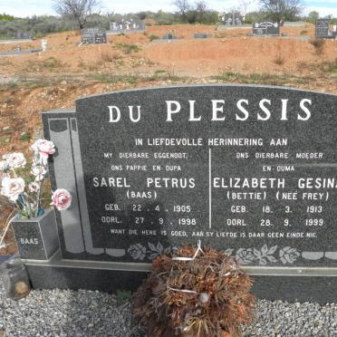 PLESSIS Sarel Petrus, du 1905-1998 &amp; Elizabeth Gesina FREY 1913-1999