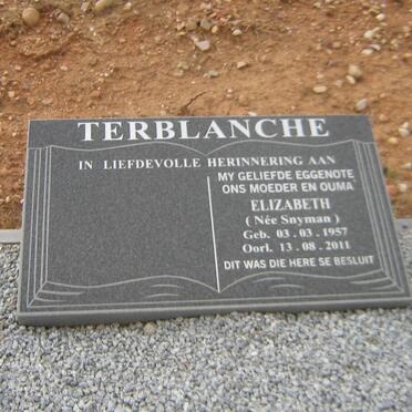 TERBLANCHE Elizabeth nee SNYMAN 1957-2011