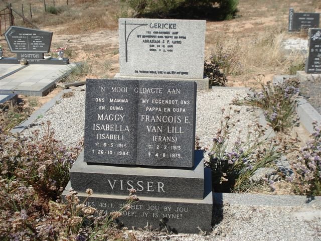 VISSER Francois E. Van Lill 1915-1979 & Maggy Isabella 1915-1984