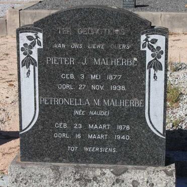 MALHERBE Pieter J. 1877-1938 &amp; Petronella M. NAUDE 1878-1940