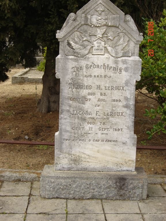 ROUX Andries H., le -1899 &amp; Jacoba F. HASSNER -1897