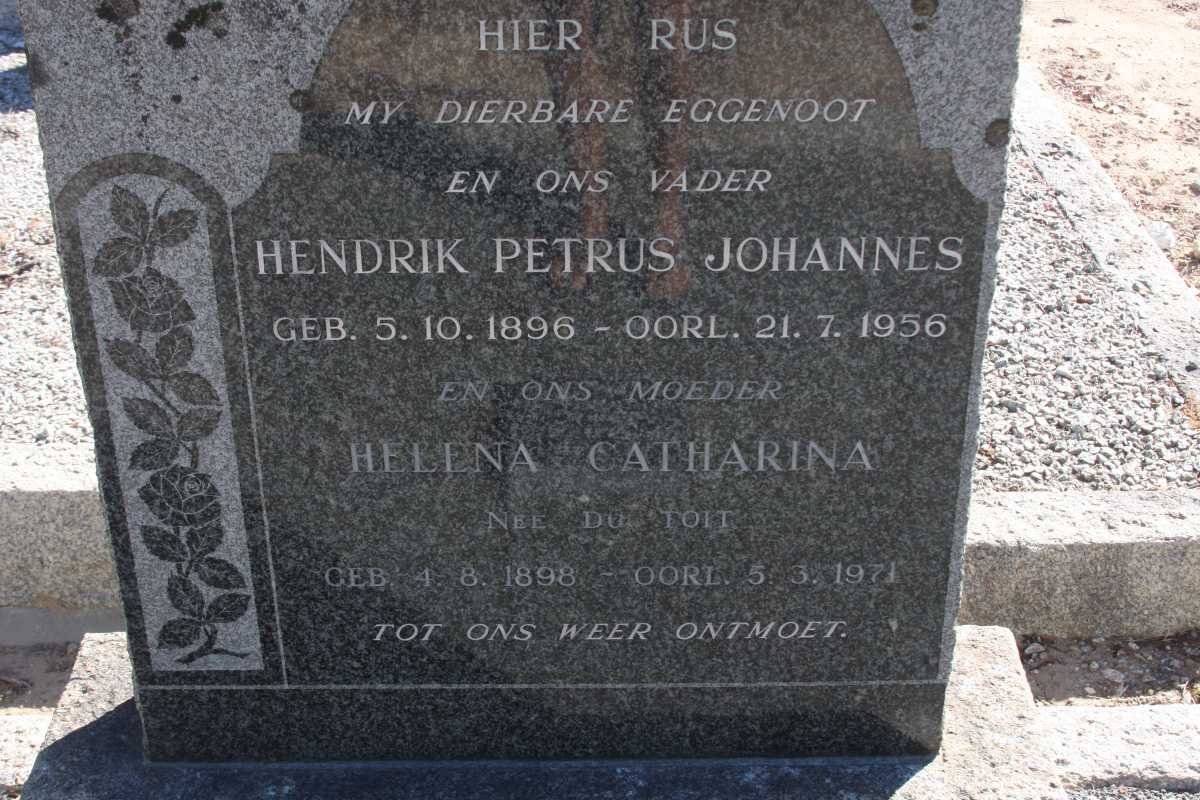 VILLIERS Hendrik Petrus Johannes, de 1896-1956 &amp; Helena Catharina DU TOIT 1898-1971