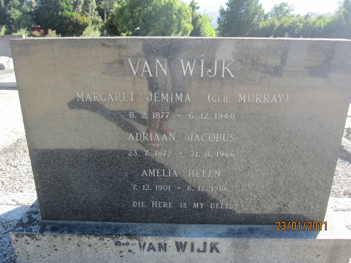 WYK Adriaan Jacobus, van 1872-1966 &amp; Margaret Jemima MURRAY 1877-1948 :: VAN WYK Amelia Helen 1901-1966