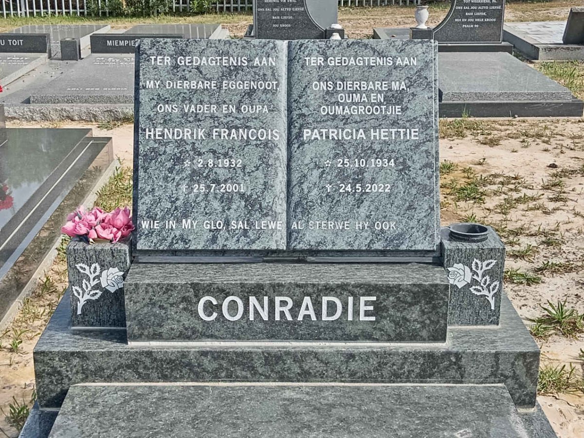 CONRADIE Hendrik Francois 1932-2001 &amp; Patricia Hettie 1934-2022