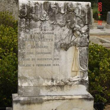 BARNARD Anna Aletta nee GOUSSARD 1891-1935