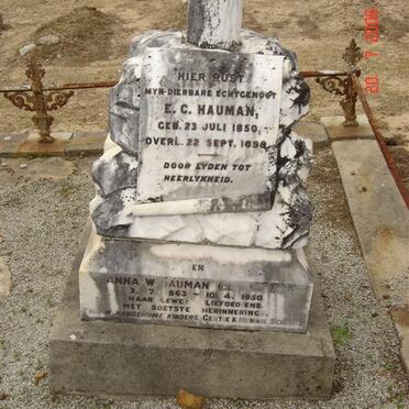 HAUMAN  E.C. 1850-1898 &amp; Anna W 1863-1950