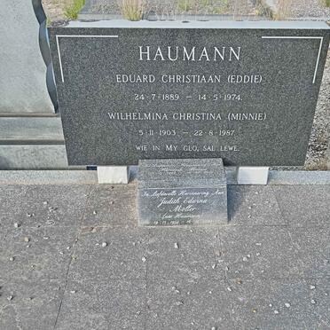 HAUMANN Eduard Christiaan 1889-1974 &amp; Wilhelmina Christina 1903-1987 :: MOLLER Judith Edwina nee HAUMANN 1934-2001