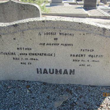 HAUMAN Robert Walker -1946 &amp; Catherine KIRKPATRICK -1945