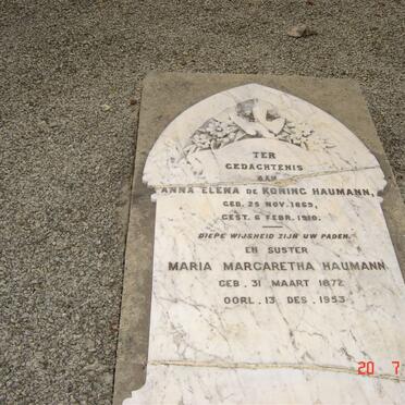 HAUMANN Anna Elena nee DE KONING 1869-1910 :: Maria Margaretha HAUMANN 1872-1953