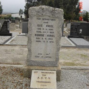 KRIEL Gerrie 1885-1979 &amp; Isie 1884-1955