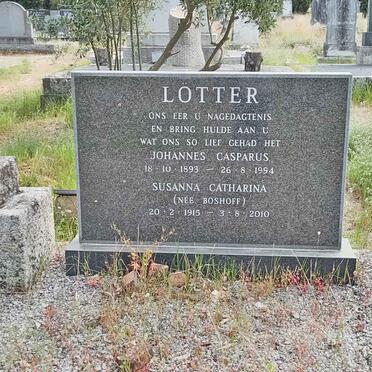 LOTTER Johannes Casparus 1893-1994 &amp; Susanna Catharina BOSHOFF 1915-2010