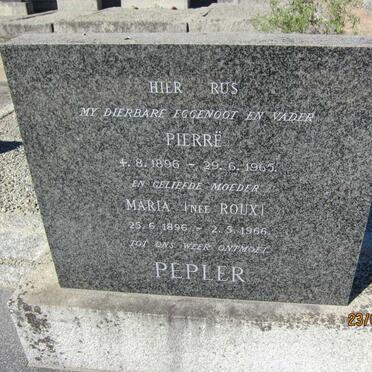 PEPLER Pierrë 1896-1965 &amp; Maria ROUX 1896-1966