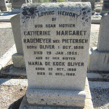 RADEMEYER Catherine Margaret, formerly PIETERSEN, nee OLIVER 1898-1955 :: OLIVER Maria De Kock 1888-1969