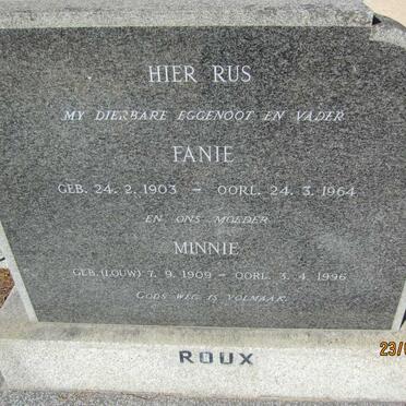 ROUX Fanie 1903-1964 &amp; Minnie 1909-1996