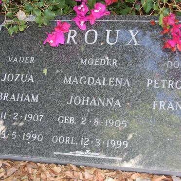 ROUX Jozua Abraham 1907-1990 &amp; Magdalena Johanna 1905-1999 :: ROUX Petronella Fransina
