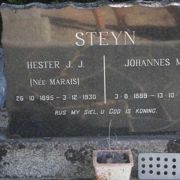 STEYN Johannes M. 1889-1973 &amp; Hester J.J. MARAIS 1895-1930