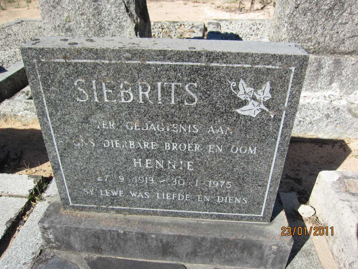 SIEBRITS Hennie 1913-1975
