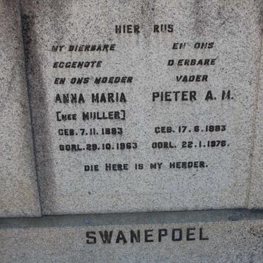 SWANEPOEL Pieter A.M. 1883-1978 &amp; Anna Maria MULLER 1883-1963