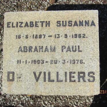 VILLIERS Abraham Paul, de 1903-1978 &amp; Elizabeth Susanna 1897-1962