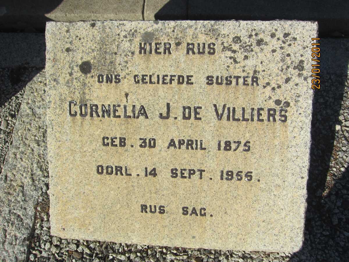 VILLIERS Cornelia J., de 1875-1955